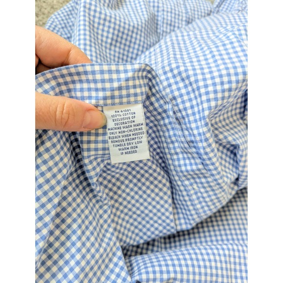 Polo Ralph Lauren Oxford Gingham Shirt Mens L Slim Fit Light Blue Office Casual - Picture 7 of 7